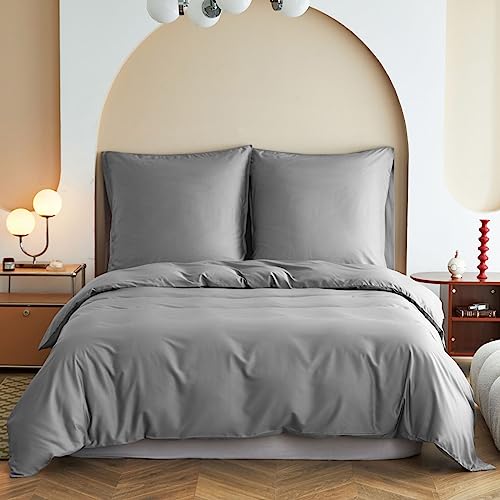 Simple&Opulence Bambus Bettbezug Set, Seidiger und weicher Bettbezug Kühle Bettwäsche Perfekt für Haut und Haar mit Kopfkissenbezügen,Grau,135x200cm von Simple&Opulence