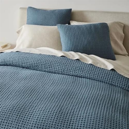 Simple&Opulence Bettbezug-Set aus 100% Baumwolle,Waffelmuster,weicher und atmungsaktiver Bettbezug für Jede Jahreszeit mit Kissenbezug 65×65cm (200x200cm,Marineblau) von Simple&Opulence