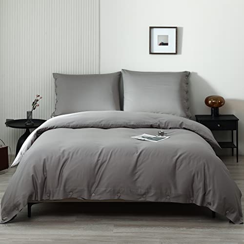 Simple&Opulence Bettwäsche Set, 100% Baumwolle Bettbezug Set mit Kissenbezug, Pflegeleicht Extraweiche Bettwäsche (2tlg. 135x200cm+80x80cm, Silbergrau) von Simple&Opulence