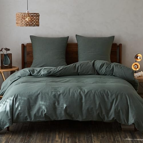 Simple&Opulence Bettwäsche 220x240 Baumwolle 3 Teilig, Weiche und Atmungsaktiv Bettwäsche-Sets mit Reißverschluss ÖkoTex Zertifiziert Enthält Bettbezug und 2 Kissenbezüge 80x80, Grün von Simple&Opulence
