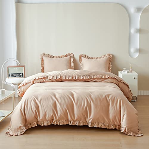 Simple&Opulence Kinder-Bettbezug aus 100 % Baumwolle mit gerüschtem Queen-Size-Bett (223.5x233.7 cm), 3-teilig, 1 Bettdeckenbezug, 2 Kissenbezüge, Bio-High-End-Rüschen, leichtes Bettwäsche-Set von Simple&Opulence