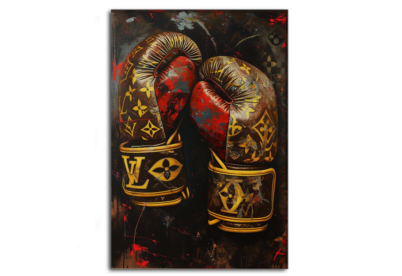 SimpleCanvas Wandbild Luxury Boxing Gloves - Leinwandbild Pop Art / Luxuriös, Wandbild Street Art, Boxhandschuhe, Boxen von SimpleCanvas