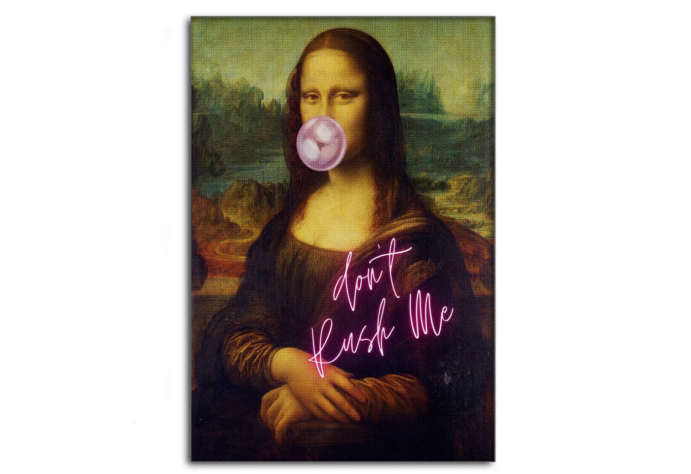 SimpleCanvas Wandbild Mona Lisa don't rush me - Leinwandbild Quotes, Wandbild Vintage, Moderne Sprüche, Mona Lisa von SimpleCanvas