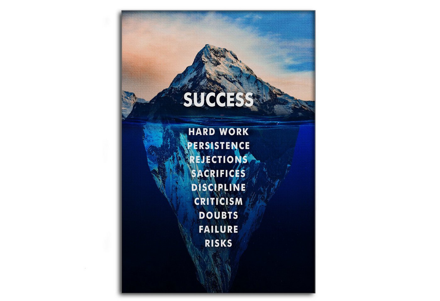 SimpleCanvas Wandbild Success Iceberg - Leinwandbild Motivation, Wandbild Eisberg, Erfolg, Sprüche von SimpleCanvas