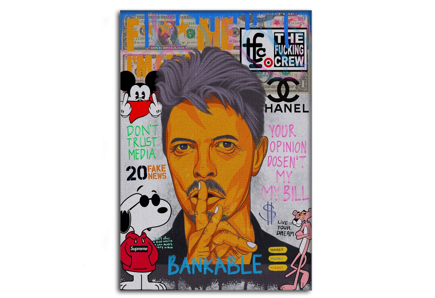 SimpleCanvas Wandbild Andy Bowie - Leinwandbild Pop Art, Wandbild Pop Art, Portrait, Andy Bowie SimpleCanvas Wandbild Andy Bowie - Leinwandbild Pop Art, Wandbild Pop Art, Portrait, Andy Bowie von SimpleCanvas