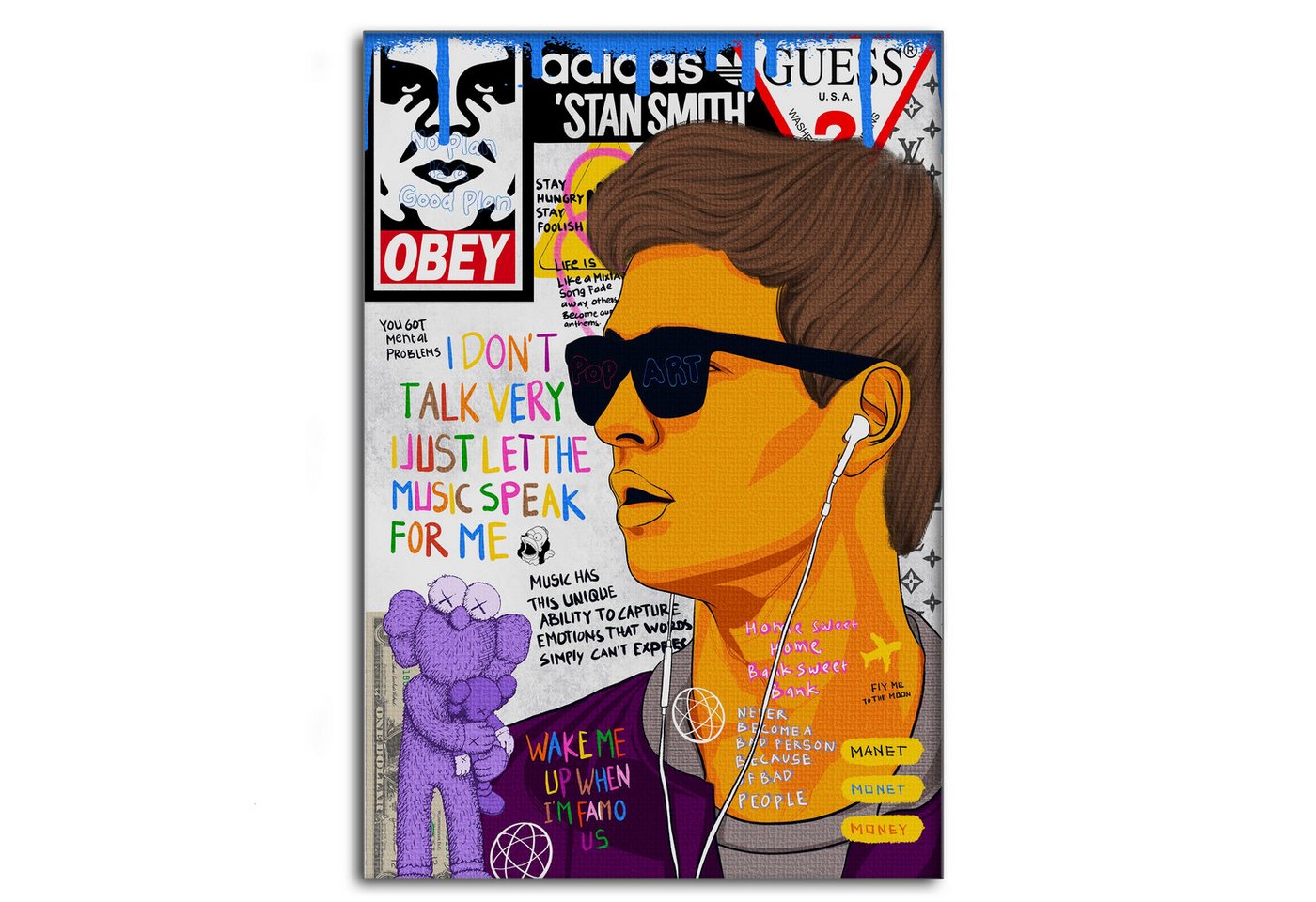 SimpleCanvas Wandbild Baby Drive - Leinwandbild Pop Art, Wandbild Pop Art, Portrait, Baby Drive SimpleCanvas Wandbild Baby Drive - Leinwandbild Pop Art, Wandbild Pop Art, Portrait, Baby Drive von SimpleCanvas