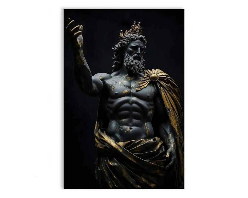 SimpleCanvas Wanddekoobjekt Back in Rome I - Leinwandbild Luxuriös, Wandbild Statue, Schwarz Gold, Antik von SimpleCanvas