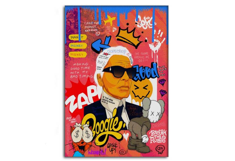 SimpleCanvas Wandbild Badass Karl - Leinwandbild Pop Art, Wandbild Pop Art, Portrait, Lagerfeld von SimpleCanvas