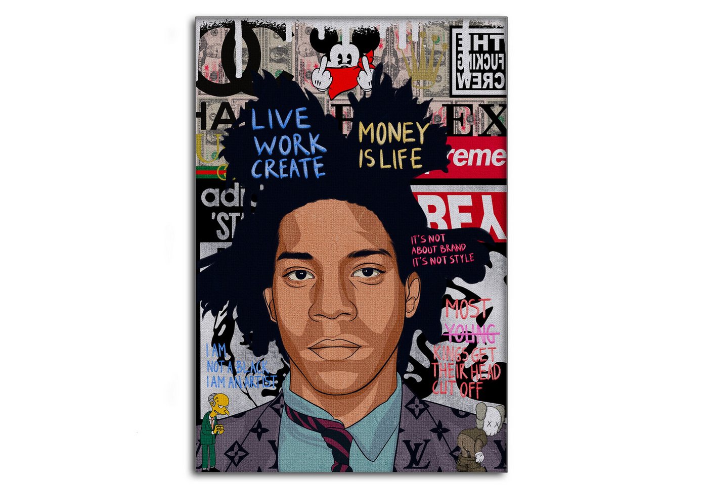 SimpleCanvas Wandbild Basquit - Leinwandbild Pop Art, Wandbild Pop Art, Portrait, Basquit SimpleCanvas Wandbild Basquit - Leinwandbild Pop Art, Wandbild Pop Art, Portrait, Basquit von SimpleCanvas