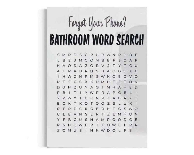SimpleCanvas Wanddekoobjekt Bathroom Word Search - Leinwandbild Lifestyle von SimpleCanvas