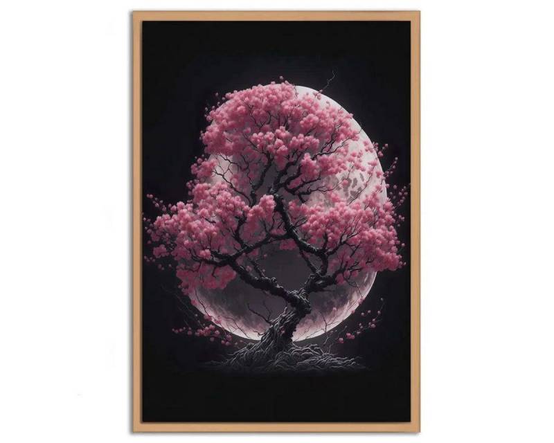 SimpleCanvas Wanddekoobjekt Cherry Blossom Tree - Leinwandbild Japanisch, Wandbild Japanische Kirschblüten, Landschaft, Traditionell von SimpleCanvas