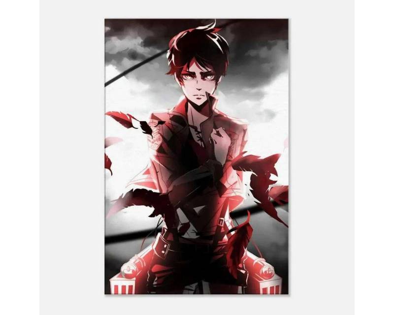 SimpleCanvas Wanddekoobjekt Eren Jaeger - Attack on Titan - Anime Leinwandbild, Wandbild Attack on Titan, Eren, Aufklärungstrupp von SimpleCanvas