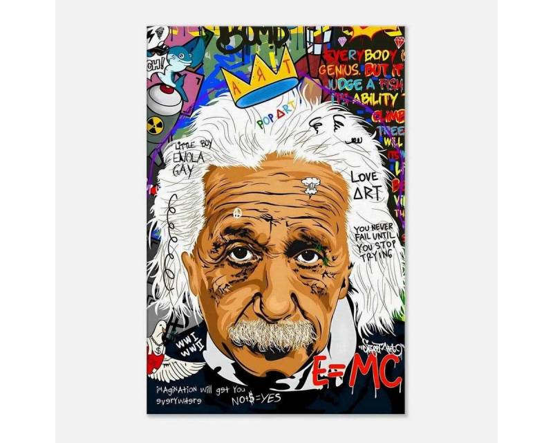 SimpleCanvas Wanddekoobjekt Everybody is a genius - Einstein - Leinwandbild Pop Art von SimpleCanvas