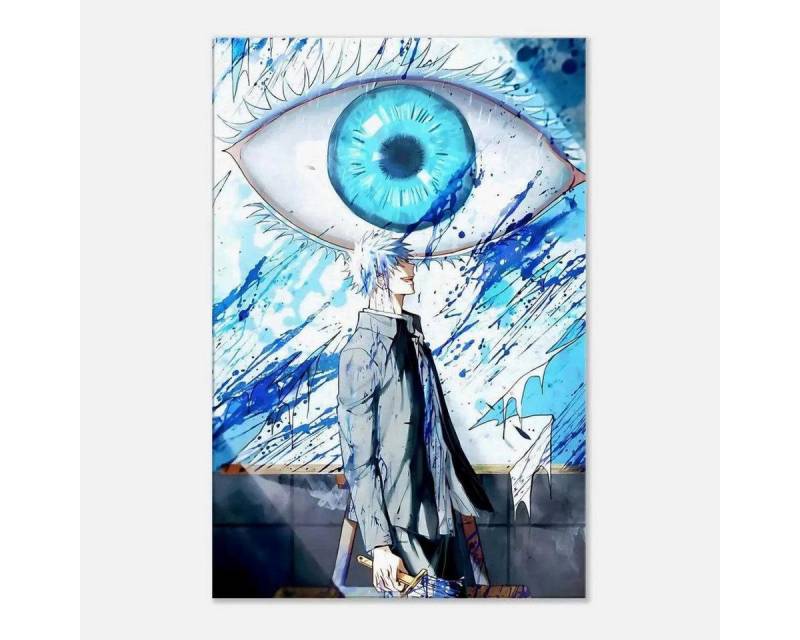 SimpleCanvas Wanddekoobjekt Gojo's Blue Eyes - Jujutsu Kaisen - Anime Leinwandbild, Wandbild Jujutsu Kaisen, Gojo Blaue Augen von SimpleCanvas