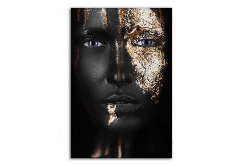 SimpleCanvas Wanddekoobjekt Golden Face I - Leinwandbild Luxuriös, Wandbild Goldenes Gesicht, Geld, Luxuriös, Modern von SimpleCanvas