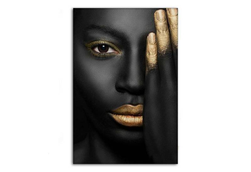 SimpleCanvas Wandbild Golden Face II - Leinwandbild Luxuriös, Wandbild Goldenes Gesicht, Geld, Luxuriös, Modern von SimpleCanvas