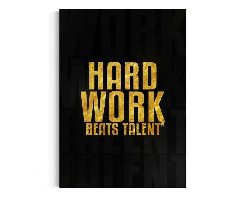 SimpleCanvas Wanddekoobjekt Hard Work Beats Talent - Leinwandbild Motivation von SimpleCanvas