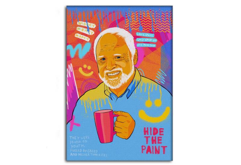 SimpleCanvas Wanddekoobjekt Harold Meme - Leinwandbild Pop Art, Wandbild Pop Art, Hide the Pain Harold von SimpleCanvas