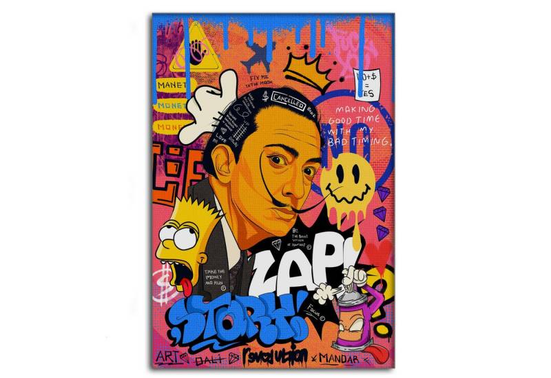 SimpleCanvas Wandbild King Dali - Leinwandbild Pop Art, Wandbild Pop Art, Portrait, Dali von SimpleCanvas