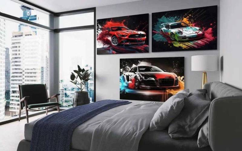 SimpleCanvas Wanddekoobjekt Liquid Car Bundle - Leinwandbild 3x von SimpleCanvas