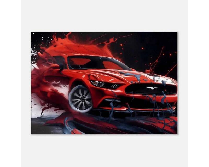 SimpleCanvas Wanddekoobjekt Liquid Mustang - Auto Leinwandbild, Wandbild Mustang, Sportwagen, Auto Wallpaper von SimpleCanvas