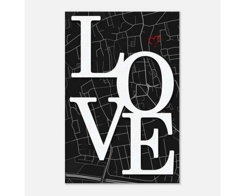 SimpleCanvas Wanddekoobjekt Love Map - Dein gewünschter Standort - Leinwandbild Personalisierbar von SimpleCanvas