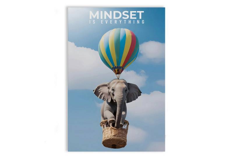 SimpleCanvas Wanddekoobjekt Mindset is everything - Leinwandbild Motivation von SimpleCanvas