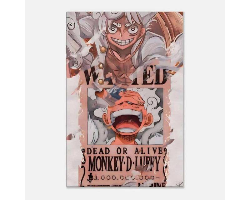SimpleCanvas Wanddekoobjekt Monkey D. Luffy - Anime Leinwandbild, Wandbild One Piece, Luffy Kopfgeld von SimpleCanvas