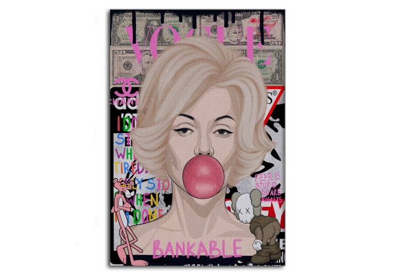 SimpleCanvas Wanddekoobjekt Monroe Marilyn - Leinwandbild Pop Art, Wandbild Pop Art, Portrait, Marilyn Monroe von SimpleCanvas