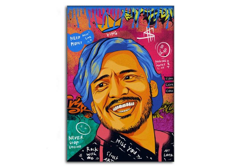 SimpleCanvas Wanddekoobjekt Nicolas Pedro A - Leinwandbild Pop Art, Wandbild Pop Art, Portrait, Nicolas Pedro von SimpleCanvas