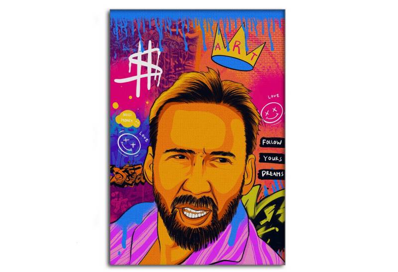 SimpleCanvas Wandbild Nicolas Pedro B - Leinwandbild Pop Art, Wandbild Pop Art, Portrait, Nicolas Pedro von SimpleCanvas
