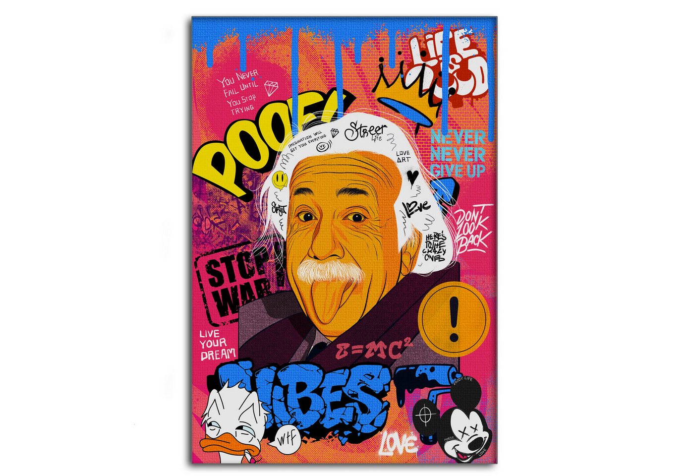 SimpleCanvas Wandbild Professor Einstein - Leinwandbild Pop Art, Wandbild Pop Art, Portrait, Albert Einstein SimpleCanvas Wandbild Professor Einstein - Leinwandbild Pop Art, Wandbild Pop Art, Portrait, Albert Einstein von SimpleCanvas