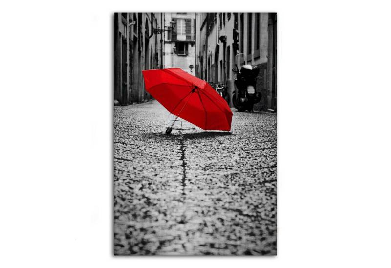 SimpleCanvas Wandbild Red Umbrella - Leinwandbild Landschaft von SimpleCanvas