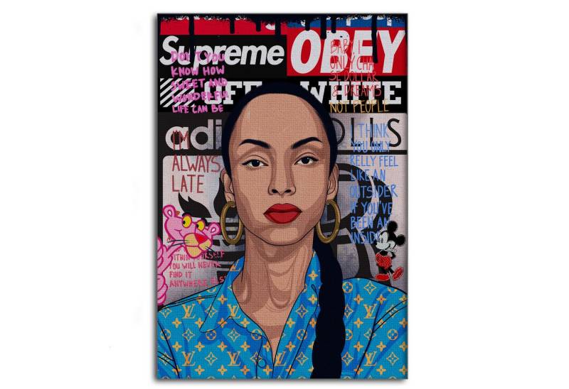 SimpleCanvas Wanddekoobjekt Sade Adu - Leinwandbild Pop Art, Wandbild Pop Art, Portrait, Sade Adu von SimpleCanvas