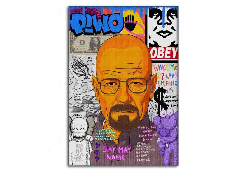 SimpleCanvas Wanddekoobjekt Say my Name Walter - Leinwandbild Pop Art, Wandbild Pop Art, Portrait, Walter White von SimpleCanvas