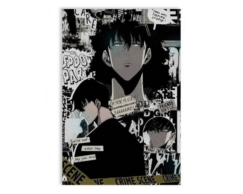 SimpleCanvas Wanddekoobjekt Sung Jinwoo Manga Style - Solo Leveling - Anime Leinwandbild, Wandbild Solo Leveling, Sung Jinwoo, Kampf von SimpleCanvas