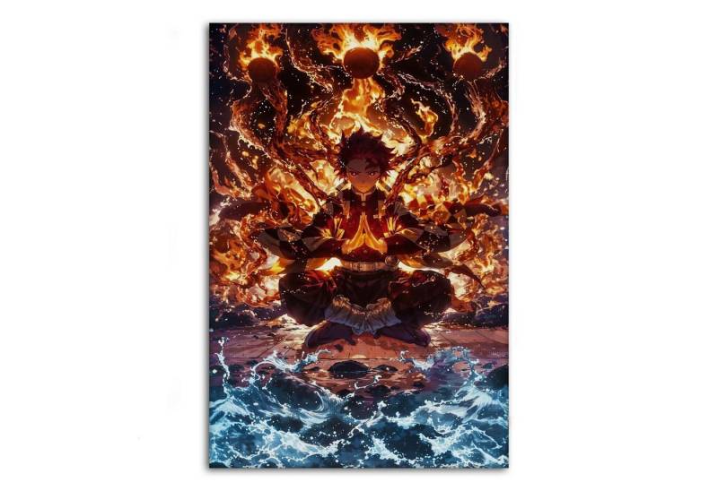 SimpleCanvas Wanddekoobjekt Tanjiro Meditation - Demon Slayer - Anime Leinwandbild, Wandbild Demon Slayer, Tanjiro Kamado beruhigend von SimpleCanvas