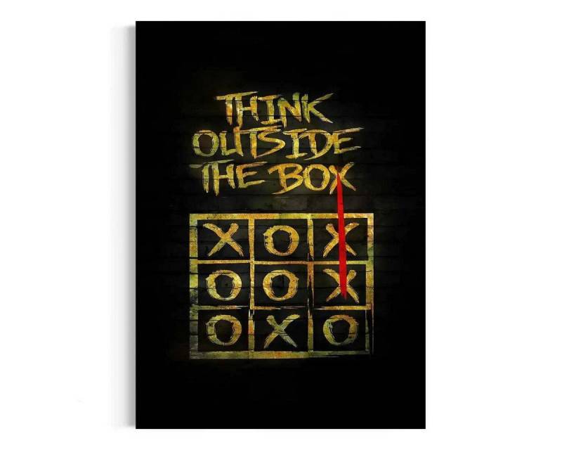 SimpleCanvas Wanddekoobjekt Think outside the Box - Leinwandbild Motivation von SimpleCanvas
