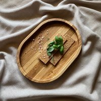 Holzplatte, Rundes Tablett, Dekoratives Holztablett, Handgefertigte Eichenholzplatte von SimpleConceptShop