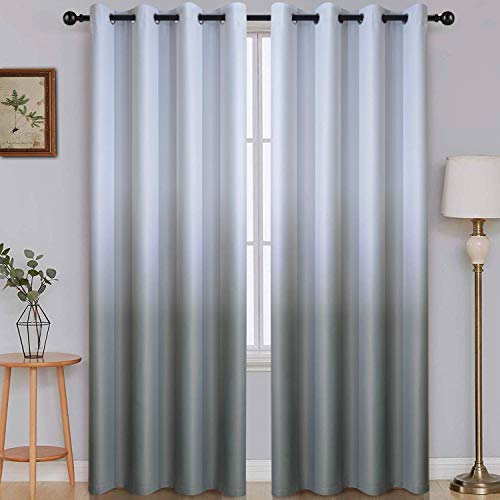 Ombre Verdunkelungsvorhänge für Schlafzimmer, lichtblockierende Farbverlauf, grau, weiß zu grau, Polyester, thermisch isoliert, Ösen für Fenster, 2 Paneele, 132.1 x 243.8 cm Länge von SimpleHome