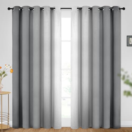 SimpleHome Ombré-Verdunkelungsvorhänge, Farbverlauf Grau zu Grau-Weiß, lichtblockierend, wärmeisolierend, Ösen, für Schlaf- und Wohnzimmer, 2 Bahnen, ca. 175 cm x 215 cm Länge SimpleHome Ombré-Verdunkelungsvorhänge, Farbverlauf Grau zu Grau-Weiß, lichtblockierend, wärmeisolierend, Ösen, für Schlaf- und Wohnzimmer, 2 Bahnen, ca. 175 cm x 215 cm Länge von SimpleHome