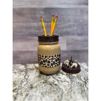 Geparden-Bleistiftglas, Herbst-Gepardenglas, Tierdruck-Einmachglas von SimplePleasuresSShop