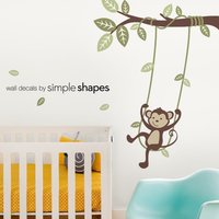 Affe Auf Einer Schaukel Wandaufkleber - Kinder Vinyl Aufkleber Set Schaukelaffe Kinderzimmer von SimpleShapes