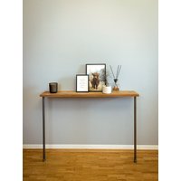 Konsolentisch Schmal Aus Eiche Massiv Handgefertigt Mit Runden Rohstahl Beinen Für Sofa, Flur Oder Schlafzimmer von SimpleSolidDesign