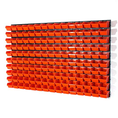 150 Stapelboxen rot mit Wandregal 120x80 cm von SimpleThing