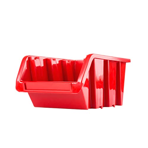 50 Stück Stapelboxen Größe 120 x 195 x 90 mm Farbe Rot | Werkstatt Wandregal Sortierbox Stapelkiste von SimpleThing