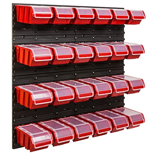 Lagersystem Werkstattregal | 78 x 78 cm | 24 stck. Box | Wandregal mit Stapelboxen - Wandplatten Extra Starke Schüttenregal Warkzeuglochwand Lagerregal Garage Regal von SimpleThing