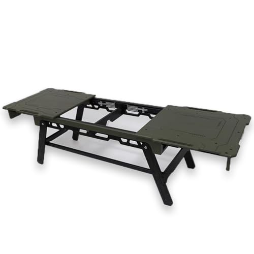 SimpleVibesStudio Leichtgewichtiger Tragbarer Multifunktionaler IGT-Campingtisch mit Schiebeschienen, Perfekt für Outdoor-Camping (Militärgrün, Einfacher Tisch) von SimpleVibesXinPuwei