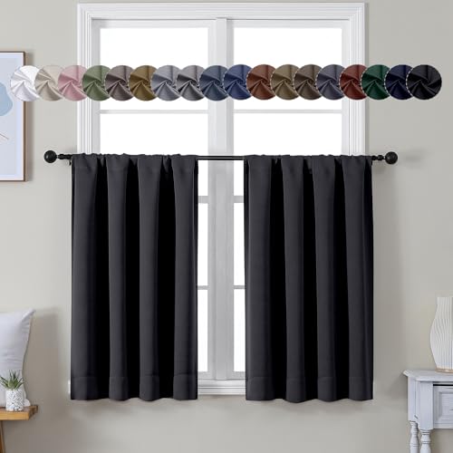 Simplebrand Ava Halloween-Verdunkelungsvorhang, schwarz, kurz, 91,4 cm, 2 Paneele, Halbfensterstangen-Tasche, Sichtschutzvorhang, Ebenen für Küche, Vorhänge Verdunkelung für Badezimmer, 101,6 x 91,4 von Simplebrand