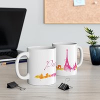 Aquarell Paris Skyline Tasse | Kaffeetasse Die Eiffelturm Szene Space Needle Keramik 11Oz von SimpletonCreations